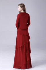A-Line sleeveless jewel floor length backless mother's dress-Ballbella