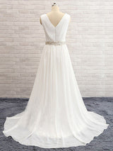 This V-neck Sweep Train Chiffon Beading Wedding Dresses at ballbella.com will make your guests say wow. You will never wanna miss it, fast delivery worldwide.