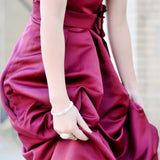 A-line Small Round Collar Floor Length Charmuse Bridesmaid Dress-Ballbella