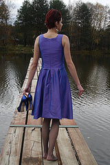 A-line Small Round Collar Knee Length Charmuse Bridesmaid Dress-Ballbella