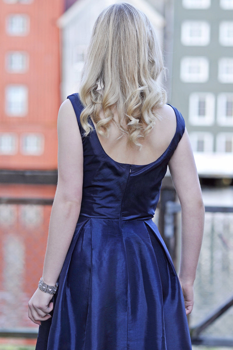 collar bridesmaid dresses Chic Sleeveless A-Line Bridesmaid Dress with Criss-Cross Back