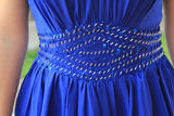 A-line Small Round Collar Knee Length Chiffon Beaded Prom Dress-Ballbella
