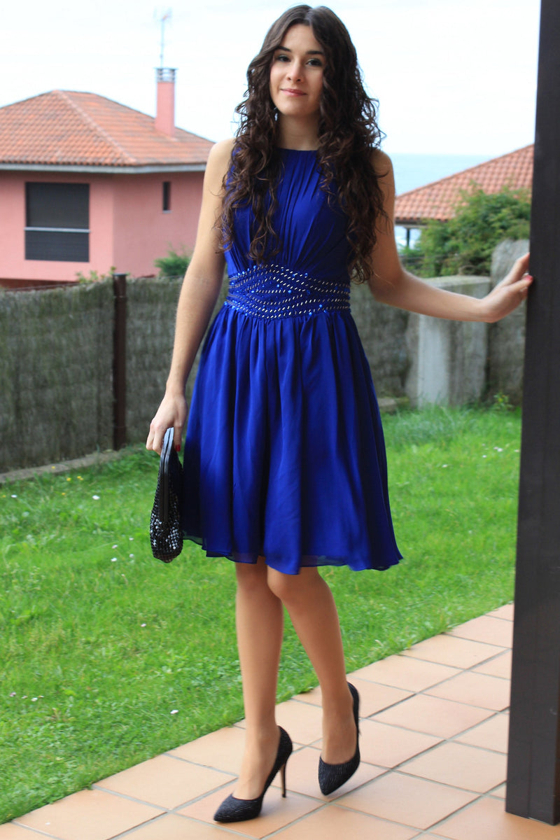 A-Line Small Round Collar Knee Length Chiffon Beaded Prom Dress A-Line Small Round Collar Knee Length Chiffon Beaded Prom Dress