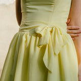 A-line Small Round Collar Knee Length Chiffon Bridesmaid Dress-Ballbella