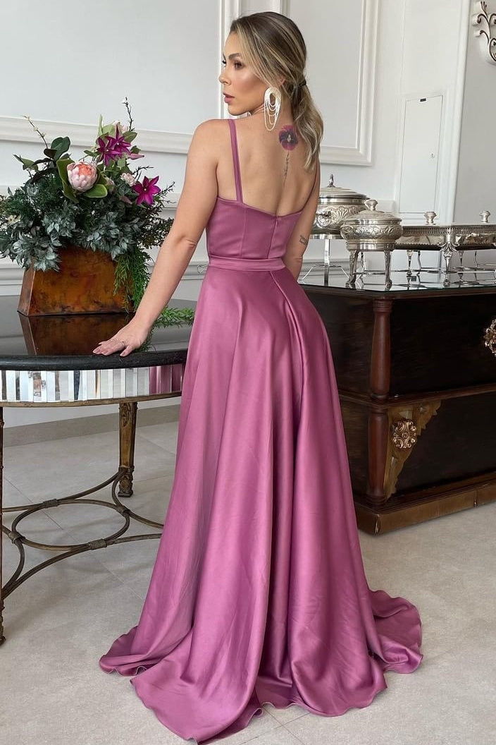 A-line Spaghetti strap Floor Length Sleeveless Backless Prom Dress A-line Spaghetti strap Floor Length Sleeveless Backless Prom Dress