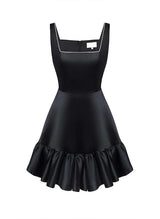 A-Line Square Neckline Sleeveless Short/Mini Satin Homecoming Dresses-Ballbella