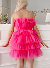A-Line Square Neckline Sleeveless Short/Mini Tulle Homecoming Dresses-Ballbella