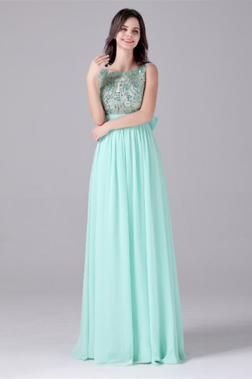 A-Line strap Bateau Ankle-length sleeveless Backless mother's dress-Ballbella