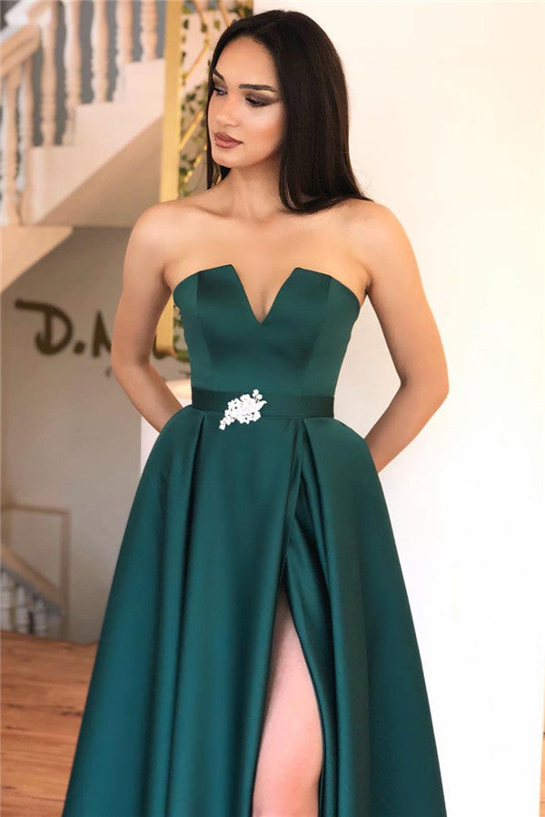 Ballbella offers beautiful A-line Strapless Backless Floor Length Evening Dress Chic Side Slit Party Dresses to fit your style,  body type &Elegant sense. Check out  selection and find the A-line Prom Party Gowns of your dreams!