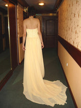 A-line Strapless Floor Length Chapel Chiffon Paillette Prom Dress-Ballbella