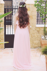 A-line Strapless Floor Length Chiffon Front Slit Prom Dress-Ballbella