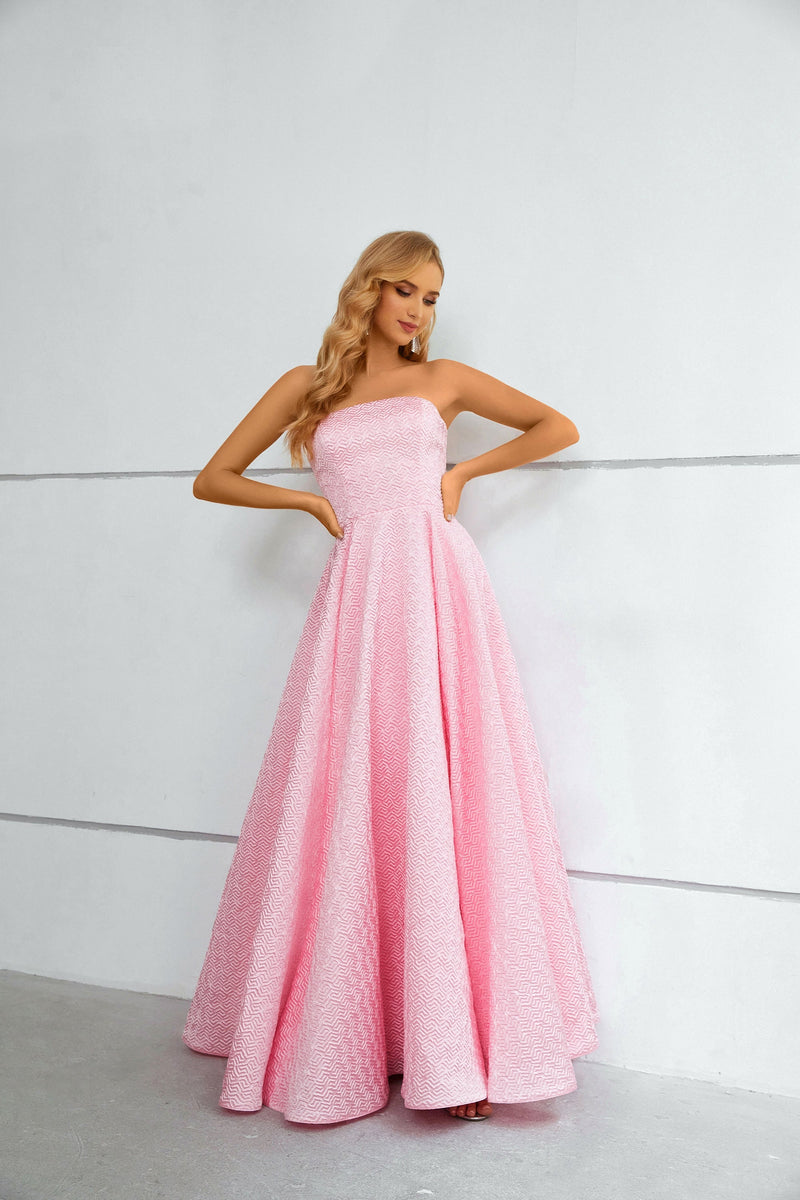 A-line Strapless Floor-length Sleeveless Open Back Modest Prom Dress A-line Strapless Floor-length Sleeveless Open Back Modest Prom Dress