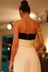 A-line Strapless Front Slit Floor Length Bicolor Chiffon Evening Dress-Ballbella