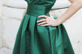 A-line Strapless Knee Length Charmuse Sleeveless Bridesmaid Dress-Ballbella