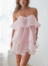 A-Line Strapless Sleeveless Short/Mini Tulle Homecoming Dresses-Ballbella