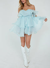 A-Line Strapless Sleeveless Short/Mini Tulle Homecoming Dresses-Ballbella