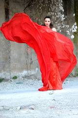 A-line Sweetheart Floor Length Chapel Chiffon Rhinestone Prom Dress-Ballbella