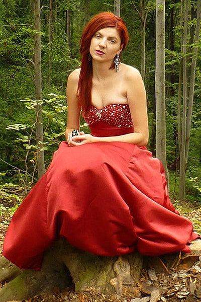 A-Line Sweetheart Floor Length Charmuse Bow Backless Prom Dress
