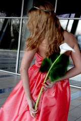A-line Sweetheart Floor Length Charmuse Sleeveless Backless Prom Dress-Ballbella