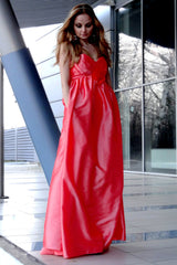 A-line Sweetheart Floor Length Charmuse Sleeveless Backless Prom Dress-Ballbella