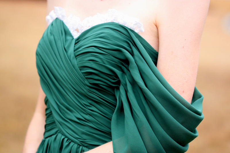 A-line Sweetheart Floor Length Chiffon Lace Backless Prom Dress-Ballbella