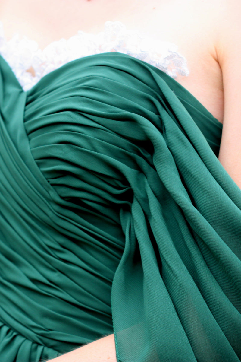 A-line Sweetheart Floor Length Chiffon Lace Backless Prom Dress-Ballbella