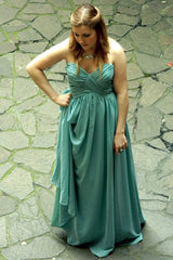 A-line Sweetheart Floor Length Chiffon Sleeveless Prom Dress-Ballbella
