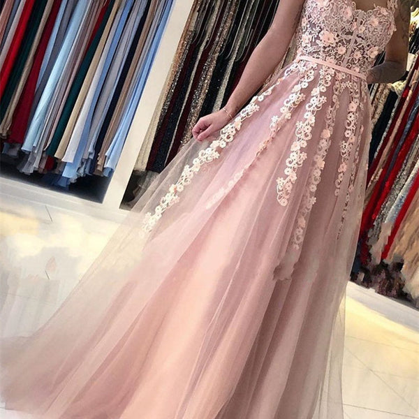 A-Line Sweetheart Floor-Length Sleeveless Backless Lace Applique Prom Dress A-Line Sweetheart Floor-Length Sleeveless Backless Lace Applique Prom Dress