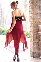 A-line Sweetheart Hi-low Length Tulle Backless Prom Dress-Ballbella