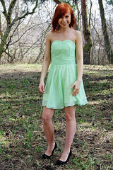 A-line Sweetheart Knee Length Chiffon Sleeveless Prom Dress-Ballbella