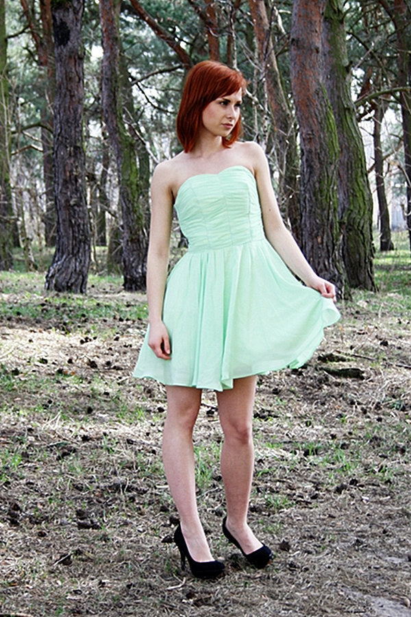 A-line Sweetheart Knee Length Chiffon Sleeveless Prom Dress-Ballbella
