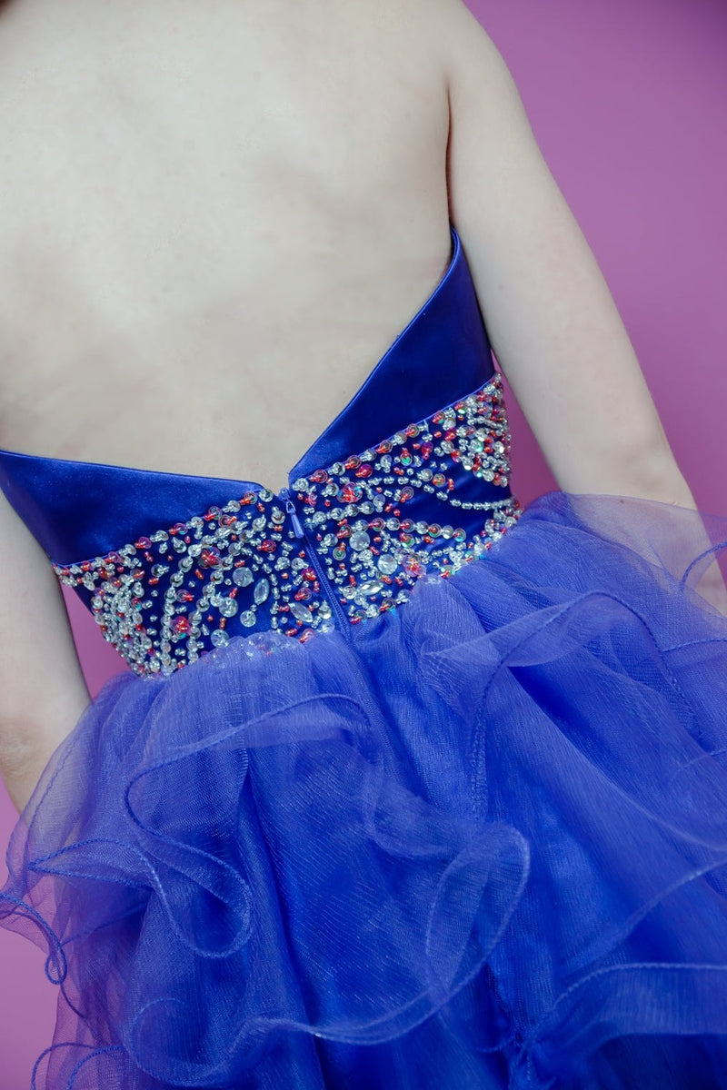 A-line Sweetheart Knee Length Tulle Beaded Backless Homecoming Dress-Ballbella