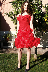 A-line Sweetheart Knee Length Tulle Beaded Homecoming Dress-Ballbella