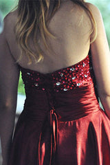 A-line Sweetheart Knee Length Tulle Rhinestone Homecoming Dress-Ballbella