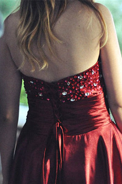 A-line Sweetheart Knee Length Tulle Rhinestone Homecoming Dress-Ballbella