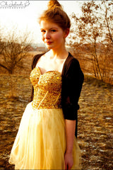 A-line Sweetheart Knee Length Tulle Rhinestone Homecoming Dress-Ballbella