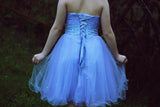 A-line Sweetheart Knee Length Tulle Rhinestone Prom Dress-Ballbella