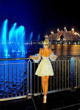 A-Line Sweetheart Long Sleeves Short/Mini Homecoming Dresses-Ballbella