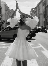A-Line Sweetheart Short Sleeves Short/Mini Homecoming Dresses With Ruffle-Ballbella