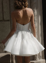 A-Line Sweetheart Short Sleeves Short/Mini Homecoming Dresses With Ruffle-Ballbella