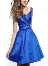 A-Line Sweetheart Short/Mini Satin Homecoming Dresses With Rhinestone-Ballbella