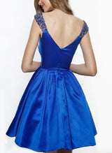 A-Line Sweetheart Short/Mini Satin Homecoming Dresses With Rhinestone-Ballbella