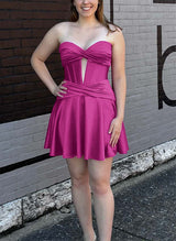 A-Line Sweetheart Silk Like Satin(Non-Stretch) Homecoming Dresses-Ballbella