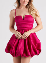 A-Line Sweetheart Sleeveless Short/Mini Satin Homecoming Dresses-Ballbella