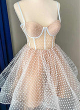 A-Line Sweetheart Sleeveless Short/Mini Tulle Homecoming Dresses-Ballbella