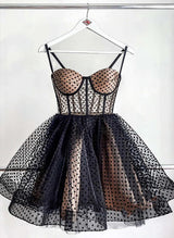 A-Line Sweetheart Sleeveless Short/Mini Tulle Homecoming Dresses-Ballbella