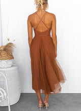 A-Line Sweetheart Sleeveless Tea-Length Tulle Homecoming Dresses-Ballbella