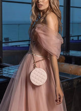 A-Line Sweetheart Sleeveless Tea-Length Tulle Homecoming Dresses-Ballbella