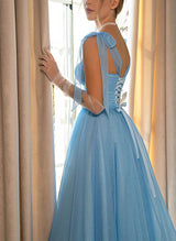 A-Line Sweetheart Sleeveless Tea-Length Tulle Homecoming Dresses-Ballbella