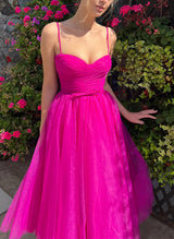 A-Line Sweetheart Sleeveless Tulle Homecoming Dresses With Sash-Ballbella